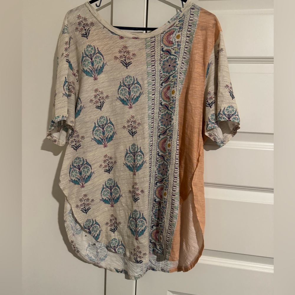 Anthropologie Postmark 9-H15 CTCL Short Sleeve Paisley Delilah Tee Shirt